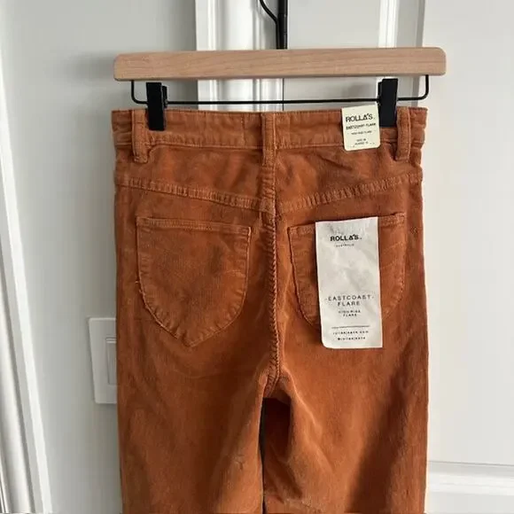 Rolla's NWT Eastcoast Flare High Rise Corduroy Pants Size: 28 Color: Tan - Picture 7 of 12